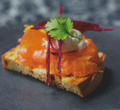 picture of Cinnamon and star anise cured salmon
 Canape