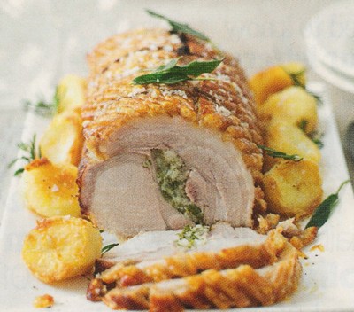 picture of Roast loin of pork with herb butter stuffing
 Meat