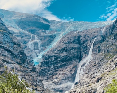 picture of Kjenndal Glacier at the top of Loen lake
 Norway
