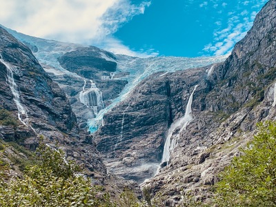 picture of Kjenndal Glacier at the top of Loen lake
 Norway