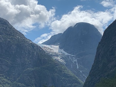 picture of Kjenndal Glacier at the top of Loen lake
 Norway