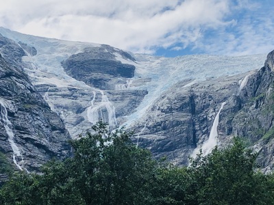 picture of Kjenndal Glacier at the top of Loen lake
 Norway