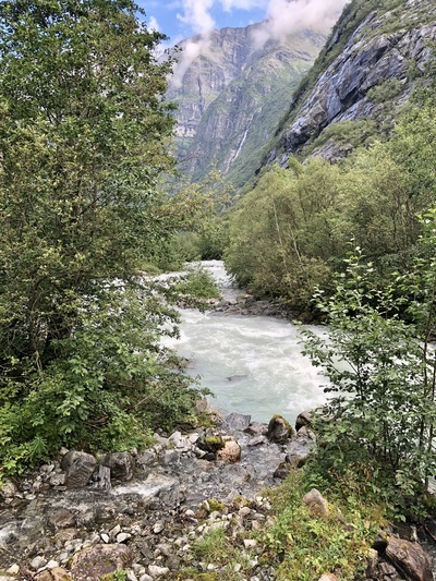 picture of Kjenndal Glacier at the top of Loen lake
 Norway